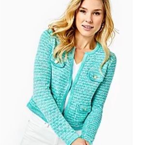 Lilly Pulitzer Kienna Cummulus Blue Metallic Marl Cardigan. Size M. Like NEW!